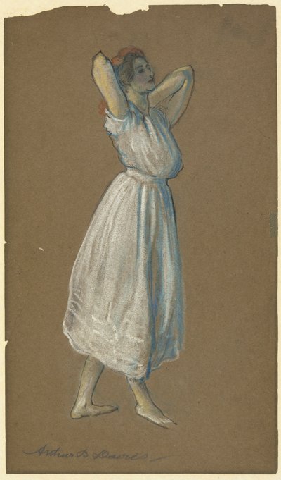 Frau steht mit Händen hinter dem Kopf von Arthur B. Davies