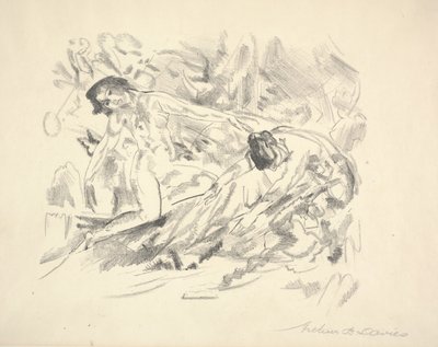Zwei weibliche Figuren in einer Landschaft von Arthur Bowen Davies