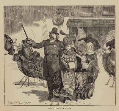 Grafisches Amerika, die Shaker, Polizeikonvoi in Boston von Arthur Boyd Houghton