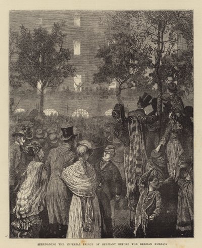 Serenade für den kaiserlichen Prinzen von Deutschland vor der deutschen Botschaft von Arthur Boyd Houghton