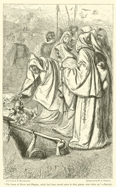 Die Knochen von Bucer und Phagius, die mehrere Jahre in ihren Gräbern lagen, wurden ausgegraben von Arthur Boyd Houghton