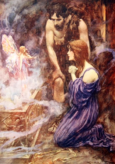 Heraus flog ein schönes, feenartiges Wesen mit regenbogenfarbenen Flügeln von Arthur C. (after) Michael