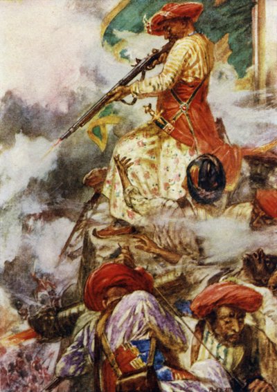 Tipu selbst stand und schoss ruhig auf seine vorrückenden Feinde von Arthur David McCormick