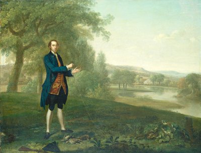 Porträt eines Gentlemans beim Netzfischen von Rebhühnern von Arthur Devis