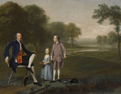 Richard Moretan, Esq. von Tackley mit seinem Neffen und seiner Nichte John und Susanna Weyland, 1757 von Arthur Devis