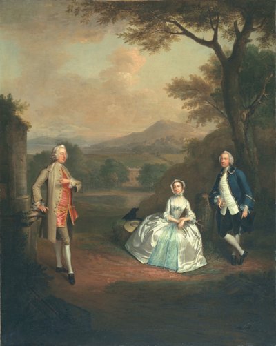 Sir George Lyttelton, Bart., mit Lt. Col. Richard Lyttelton und Rachel, Herzogin von Bridgewater, 1748 von Arthur Devis