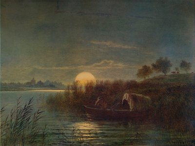 Flusslandschaft bei Mondschein, mit Boot, 1879, 1935 von Arthur Gilbert