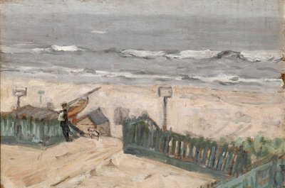 Badehütten mit Fischer und Hund, um 1900 von Arthur Haythorne Studd