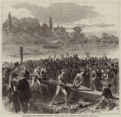 Das internationale Universitäts-Bootsrennen, die Harvard-Crew kehrt vom Training zurück von Arthur Hopkins