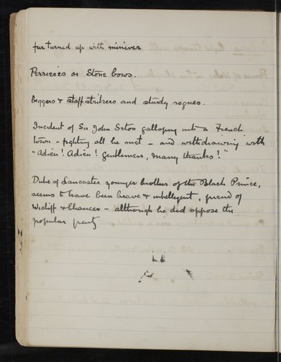 Seite aus einem Notizbuch für The White Company, The Newberry Library Vault Folio Case MS 5116 Nr. 2 von Arthur Ignatius Conan Doyle