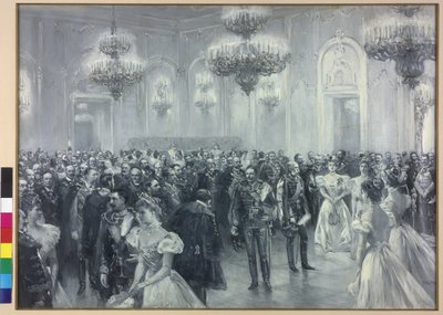 Empfang am Hof anlässlich des Besuchs von Kaiser Wilhelm II. in Budapest 1897 von Arthur Lajos Halmi