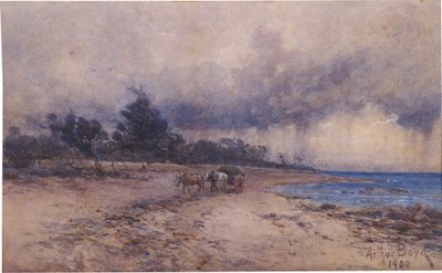 Ohne Titel (Sammeln von Seetang vor dem Sturm, Sandringham Strand) von Arthur Merric Boyd