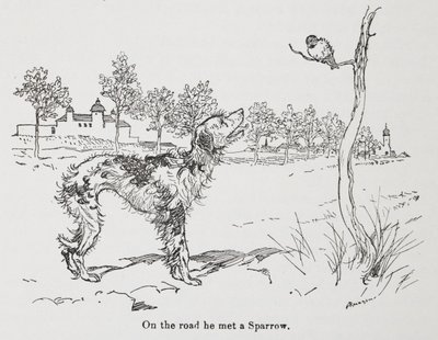 Ein Hund und ein Spatz von Arthur Rackham