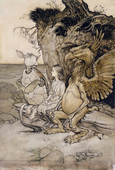 Alice und die falsche Schildkröte, Illustration aus Alice im Wunderland, 1907 von Arthur Rackham