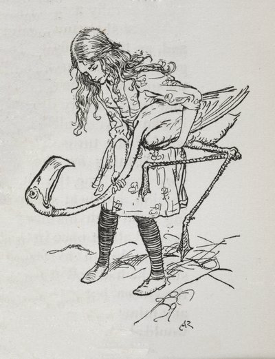 Alice spielt Krocket mit einem Flamingo von Arthur Rackham