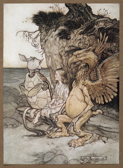 Alice mit dem Greif und der falschen Schildkröte von Arthur Rackham