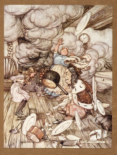 Ein ungewöhnlich großer Kochtopf flog dicht vorbei und hätte ihn fast mitgenommen, aus Alice