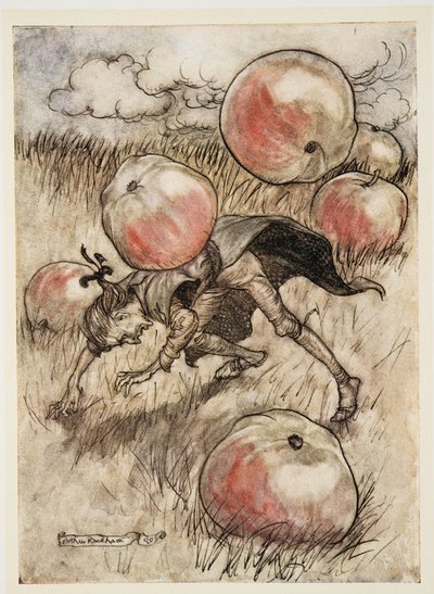 Äpfel fielen mir um die Ohren, aus Gullivers Reisen von Jonathon Swift von Arthur Rackham