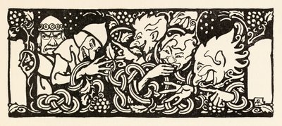 Becfola in ihrem Wagen aus The Wooing of Becfola in Irish Fairy Tales von Arthur Rackham