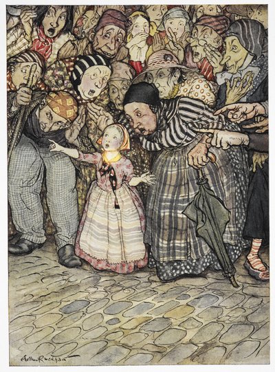 "Aber er hat ja gar nichts an", sagte ein kleines Kind. Farbige Illustration zur Geschichte 