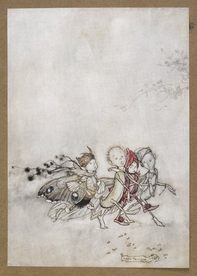 Eintritt von Peaceblossom, Cobweb, Moth und Mustardseed. Eine Szene aus 