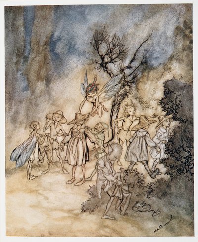 Treten bestimmte Schnitter ein, richtig gekleidet, Illustration aus William Shakespeares Der Sturm, veröffentlicht 1926 von Arthur Rackham