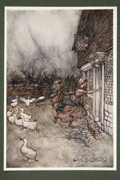 Bis heute sagen sie bei jedem Gewitter in den Kaatskill-Bergen, dass Hendrick Hudson und seine Crew ihr Kegelspiel spielen., aus Rip Van Winkle von Washington Irving, veröffentlicht 1910 von Arthur Rackham