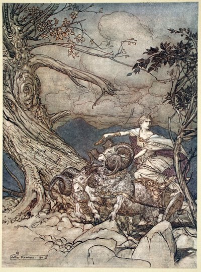 Fricka nähert sich wütend, 1910 von Arthur Rackham