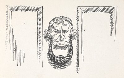 Türklopfer mit dem Gesicht von Scrooge von Arthur Rackham
