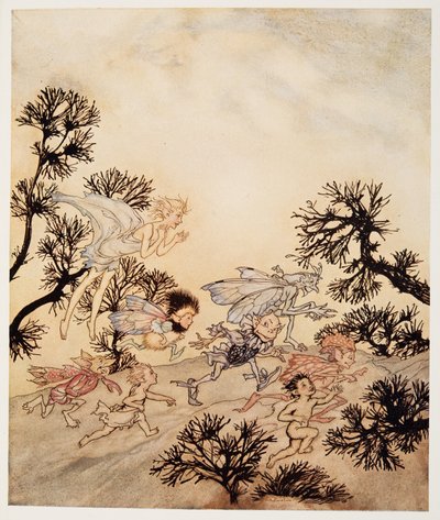 Geht, beauftragt meine Kobolde, dass sie ihre Gelenke mit trockenen Krämpfen mahlen, Illustration aus William Shakespeares Der Sturm, veröffentlicht 1926 von Arthur Rackham