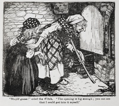 Gretel und die alte Hexe am Ofen aus 