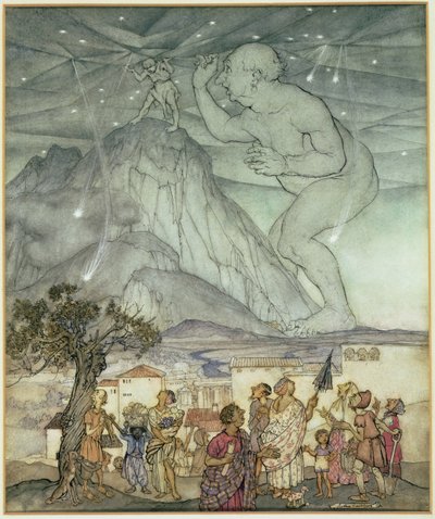 Herkules stützt den Himmel anstelle von Atlas von Arthur Rackham