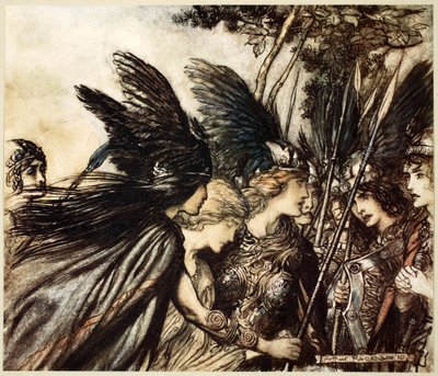 Ich fliehe zum ersten Mal und werde verfolgt, 1910 von Arthur Rackham
