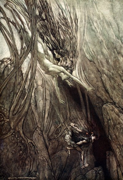 Ergreift den Plünderer! Rettet das Gold! Helft uns! Helft uns! Wehe! Wehe! von Arthur Rackham