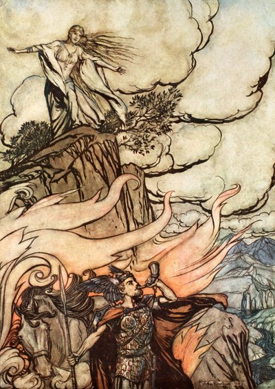 Siegfried verlässt Brunnhilde auf der Suche nach Abenteuern, 1924 von Arthur Rackham