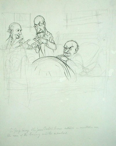Sir George Savage und Sir James Crichton Browne (1840-1937) zur Beratung über den Fall des BXXXY und der Mitglieder gerufen von Arthur Rackham