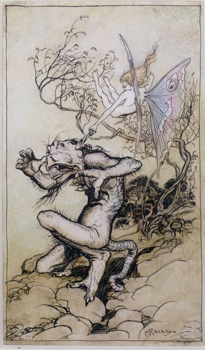 Sprite und Monster, eine Illustration aus Geschichten aus Shakespeare von Charles (1775-1834) und Mary Lamb (1764-1847) 1909 von Arthur Rackham