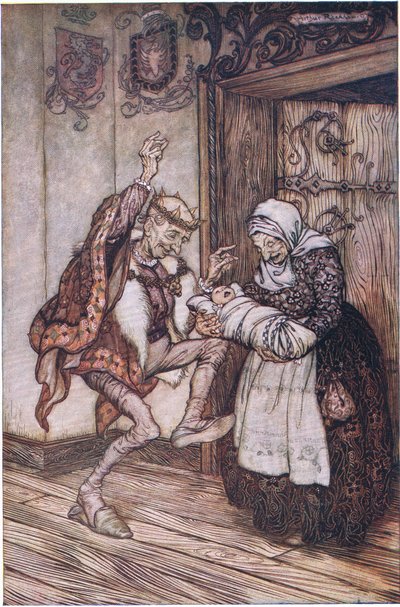 Der König konnte sich vor Freude nicht fassen von Arthur Rackham