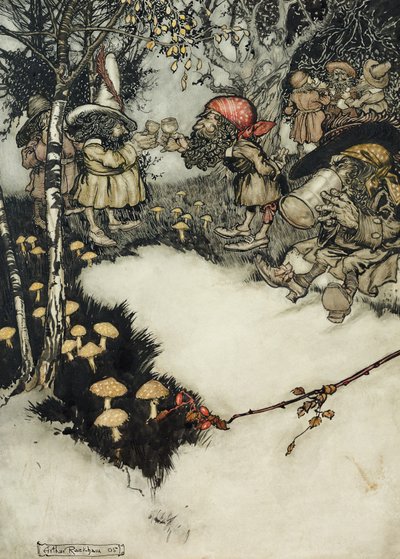 Sie tranken ihr Getränk in tiefem Schweigen, 1905 von Arthur Rackham