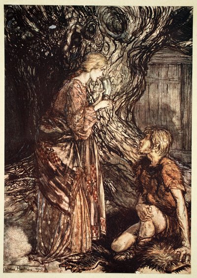 Diesen heilenden und honigsüßen Trank Met nimm von mir an, 1910 von Arthur Rackham