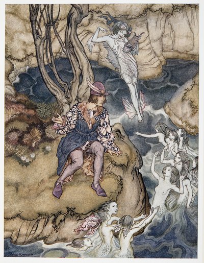 Diese Musik kroch an mir vorbei auf dem Wasser, Illustration aus William Shakespeares Der Sturm, veröffentlicht 1926 von Arthur Rackham