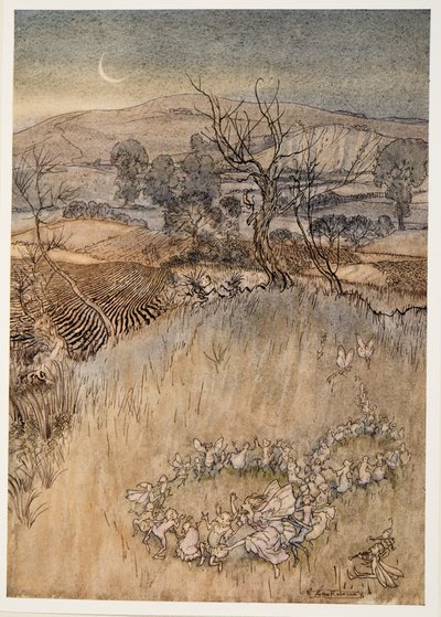 Ihr Halbpuppen, die bei Mondschein die grünen sauren Ringe machen, Illustration aus William Shakespeares Der Sturm, veröffentlicht 1926 von Arthur Rackham