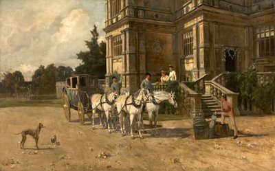 Vorderansicht von Wollaton Hall, Nottingham mit Pferd und Kutsche, ca. 1880-1906 von Arthur Walker Redgate