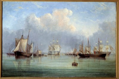 Schiffe und Segelboote im Hafen von Arthur Wellington Fowles