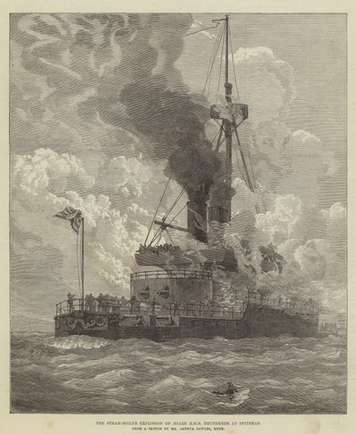Die Dampfkesselexplosion an Bord der HMS Thunderer in Spithead von Arthur Wellington Fowles