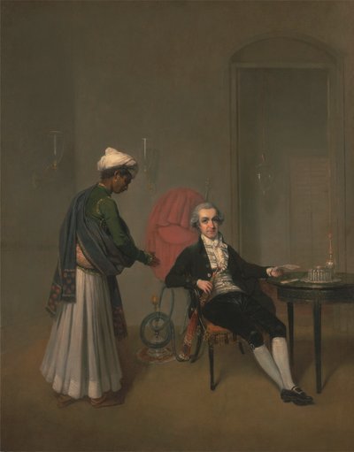 Porträt eines Gentlemans und eines indischen Dieners von Arthur William Devis