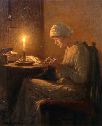 Handarbeit bei Kerzenlicht von Arthur Winter Shaw