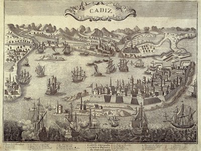 Stadt und Hafen von Cadiz. Gravur. SPANIEN. ANDALUSIEN. Cadiz. Museo de Cadiz von Artist Unknown