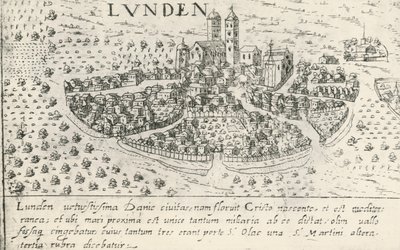 Stadt Lund, die im Mittelalter zu Dänemark gehörte von Artist Unknown
