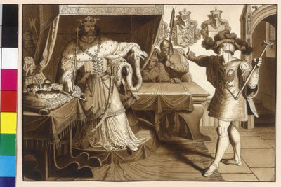 Kaiser Rudolf von Habsburg fordert König Ottokar II. durch seinen Herold zur Rückgabe des Reichslehens Österreich und Steiermark auf von Artist Unknown